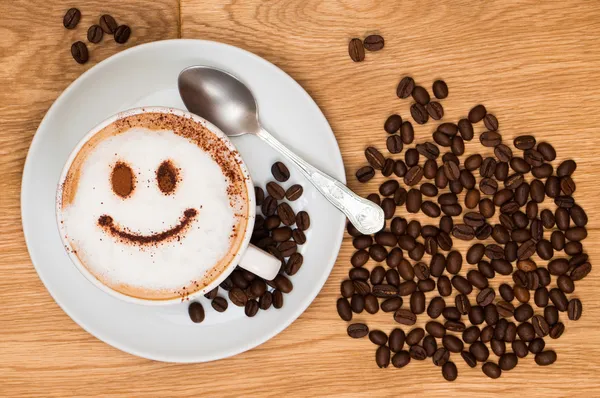 Uśmiechniętą twarz kawy — Zdjęcie stockowe