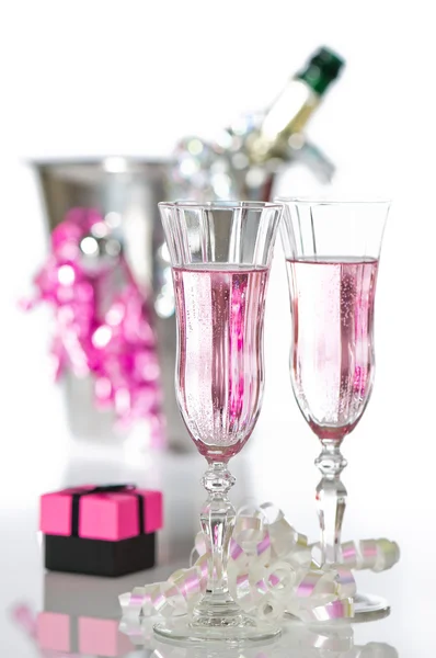 Walentynki różowy szampan — Zdjęcie stockowe