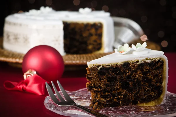 Fetta di torta di Natale — Foto Stock