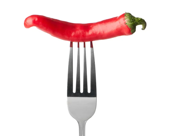 Chili Pepper On Fork — Stock Photo, Image