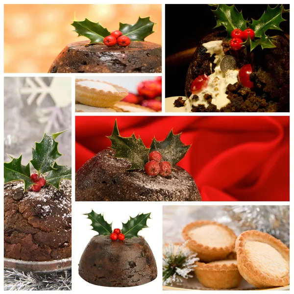 Christmas Food Montage — Stock Photo, Image