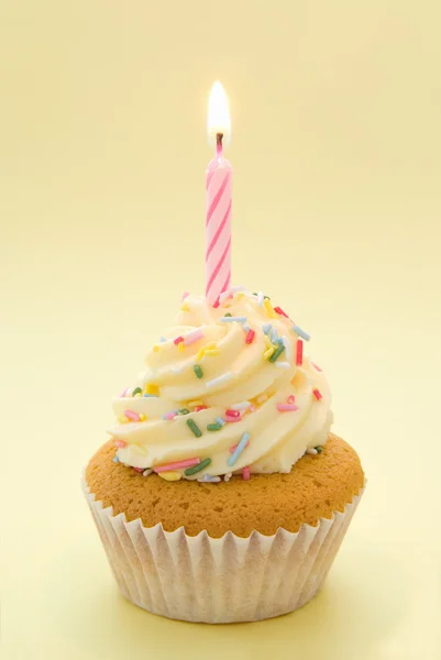 Cupcake with Candle — Stock Photo, Image