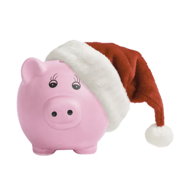 Piggy Bank With Santa Hat — Stock Photo, Image