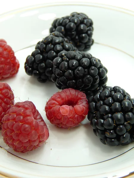 Raspberries and Blackberries — Stock Photo, Image