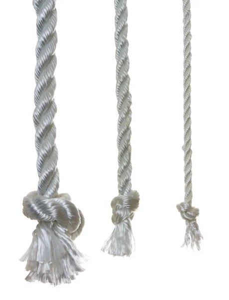 3 otton touwen met knopen — Stockfoto