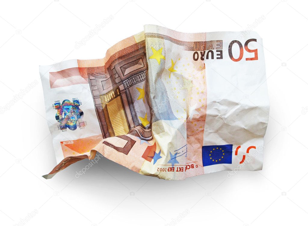 Crumbled Euro bill