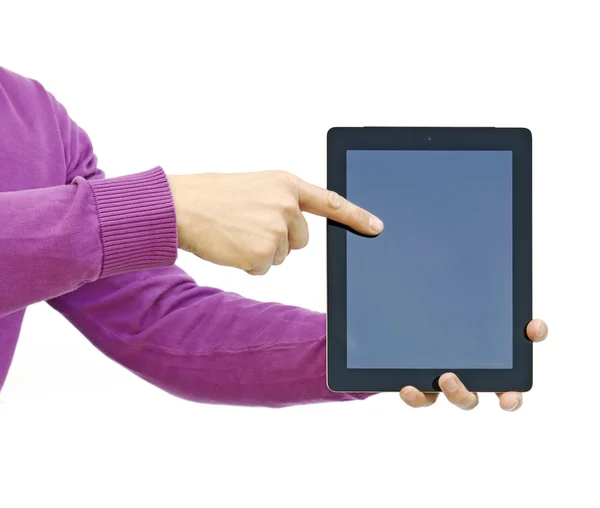 Pointing to an ipad — Stock Photo, Image