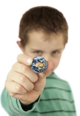 Boy holding earth clipart