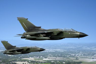 Two green fighter jets clipart