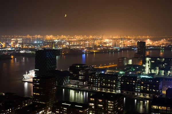 Noční přístav Rotterdam — Stock fotografie
