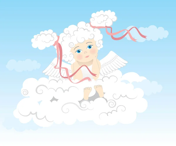 Înger visător pe un nor — Vector de stoc