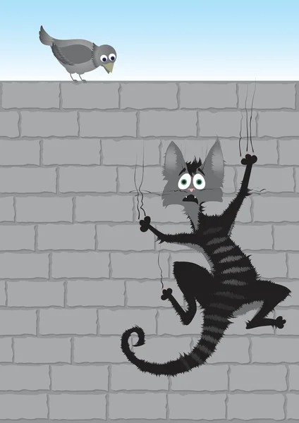 Kot na mur z cegły — Wektor stockowy