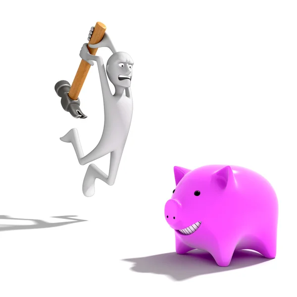 Breaking piggy bank — Stock Photo, Image