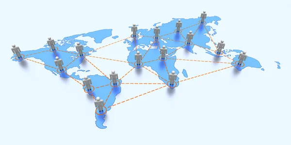 Mapa světa s globální komunikace — Stock fotografie