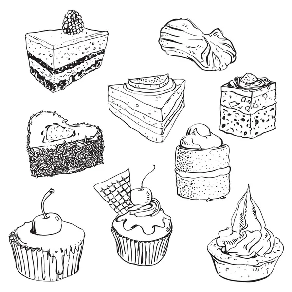 Sweet cakes set — Stock Vector