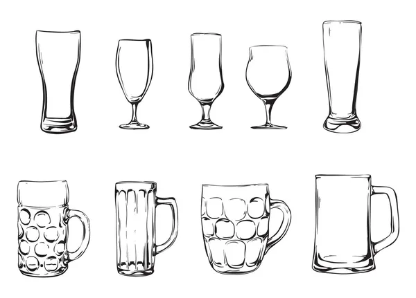 Verres et tasses à bière — Image vectorielle