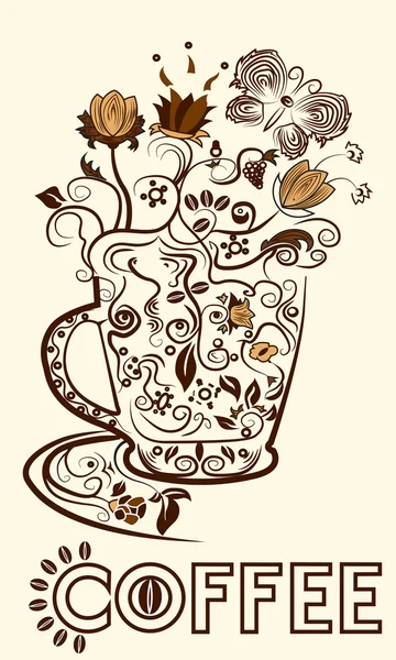 Abstraktes Bild einer Tasse Kaffee — Stockvektor