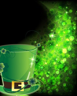 Green hat and shining clover clipart