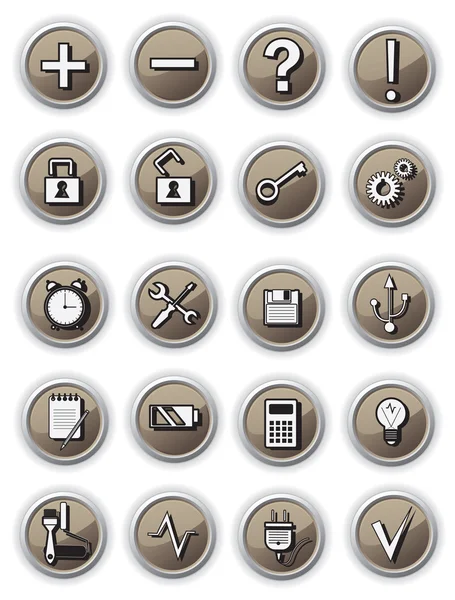 Brown technical buttons — Stock Vector