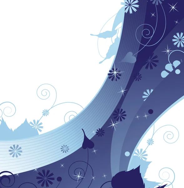 輝く青い花のフレーム — ストックベクタ