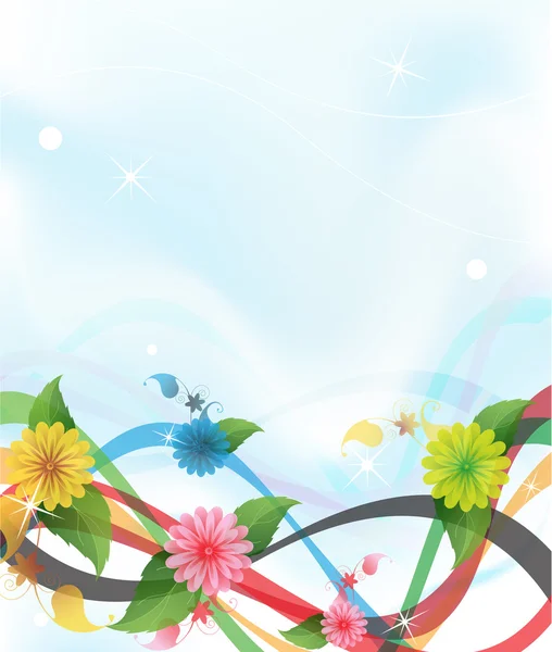 Transparent flying flowers — Stock Vector