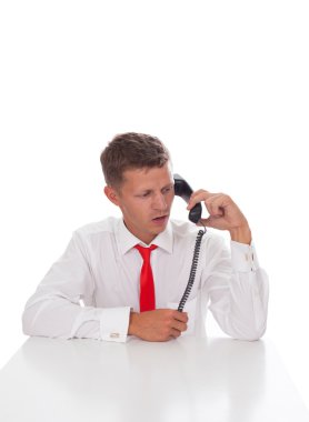 Business man with phone clipart