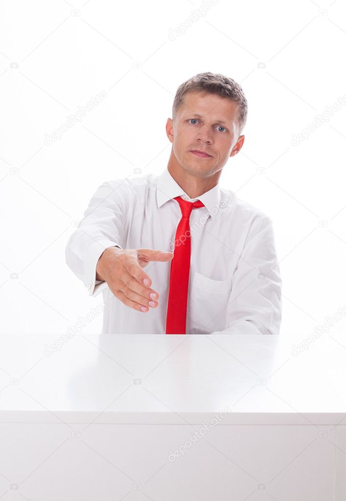 Confident business man ready to hand shake