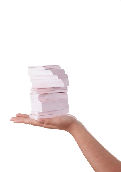 A lot of business cards on hand — Stock Photo, Image