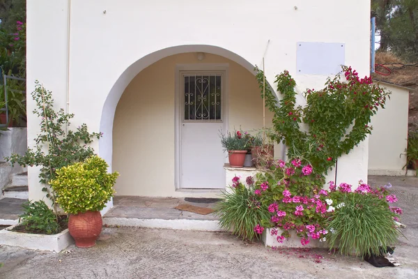 Evin giriş ve Çiçeklik — Stok fotoğraf