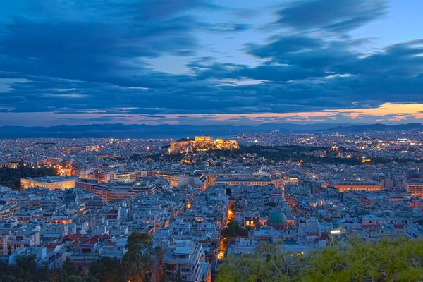 Acrópole ao entardecer, Atenas Grécia — Fotografia de Stock