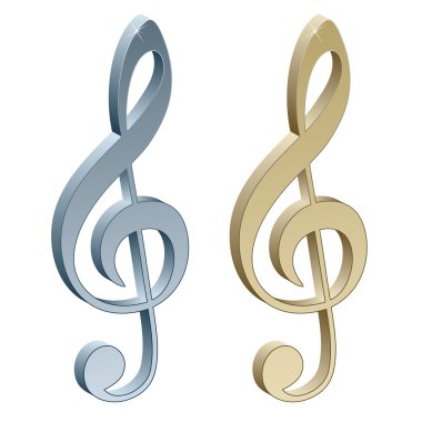 3d metallic violin clefs clipart