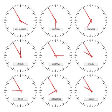 clock faces - timezones clipart