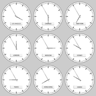 clock faces - timezones clipart