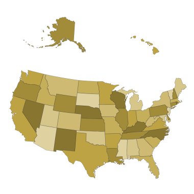 USA map - states separated in the groups clipart