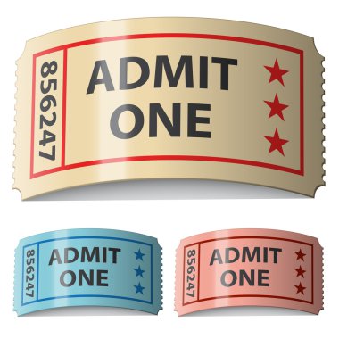 3d shiny curled tickets clipart