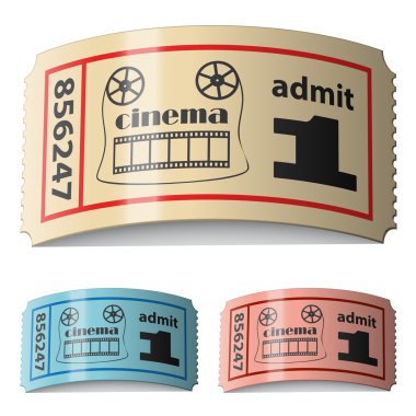 3d shiny curled cinema tickets clipart