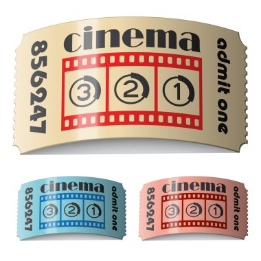 3D parlak kıvrılmış sinema biletleri