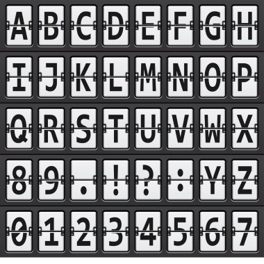 alphabet of black and white mechanical panel clipart