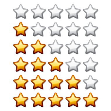 golden shiny rating stars clipart