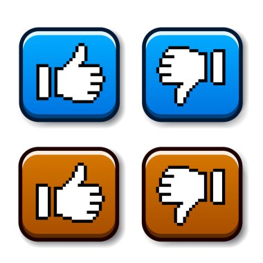 pixel thumb up and down buttons clipart