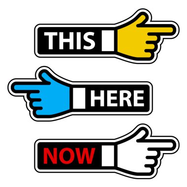 this here now hand pointer labels clipart