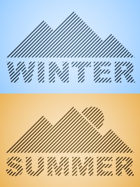 striped winter and summer mountain clipart