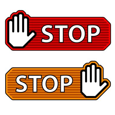 striped stop hand gesture labels clipart