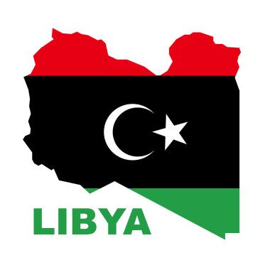 harita üzerinde Libya Cumhuriyeti bayrağı