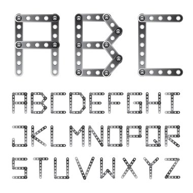 metal alfabe yazı tipi vidalı