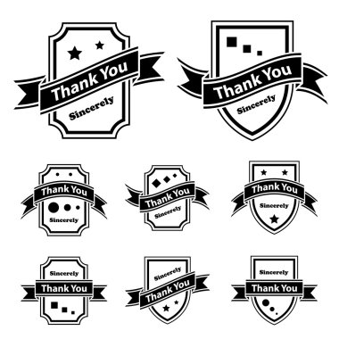 Vintage teşekkürler siyah beyaz etiket