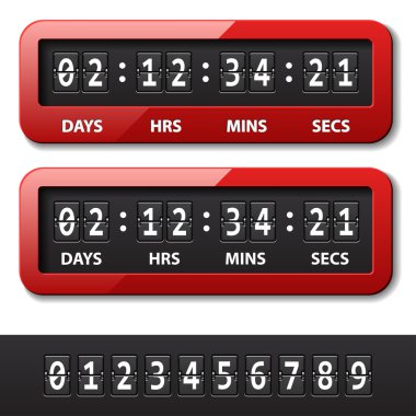 red mechanical counter - countdown timer clipart