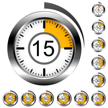 chrome round timers clipart