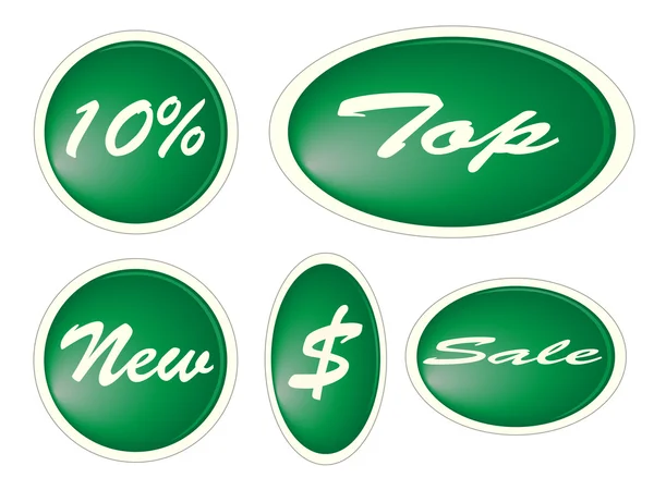 Set of green circle labels — Stock Vector