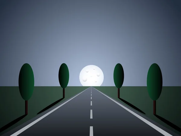 Пустая дорога - лунный свет — стоковый вектор